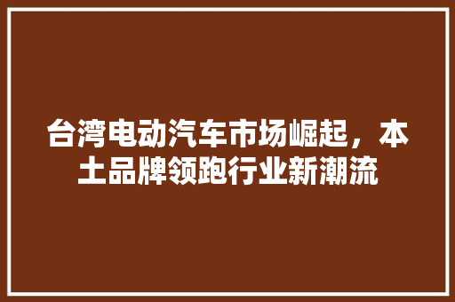 台湾电动汽车市场崛起，本土品牌领跑行业新潮流