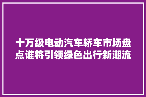 十万级电动汽车轿车市场盘点谁将引领绿色出行新潮流