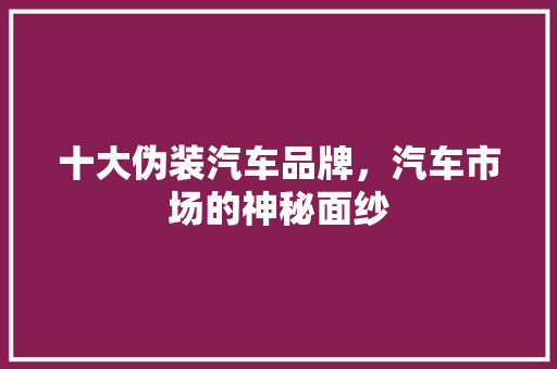 十大伪装汽车品牌，汽车市场的神秘面纱