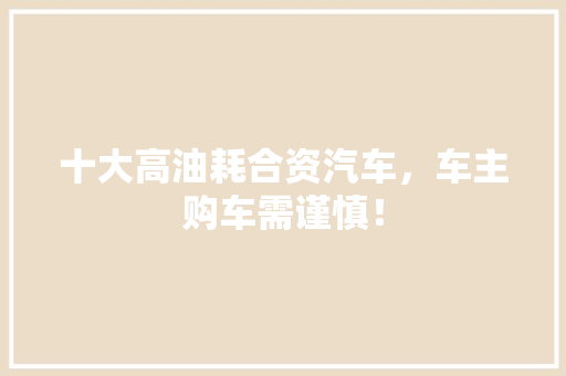十大高油耗合资汽车，车主购车需谨慎！