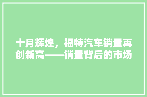 十月辉煌，福特汽车销量再创新高——销量背后的市场步骤