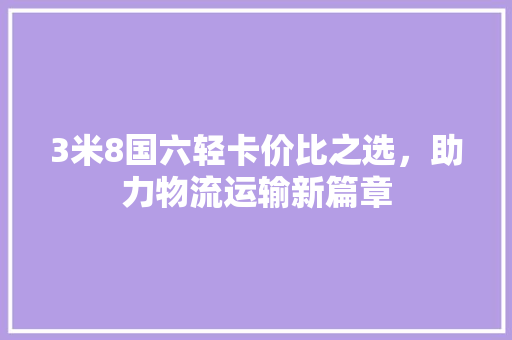 3米8国六轻卡价比之选，助力物流运输新篇章