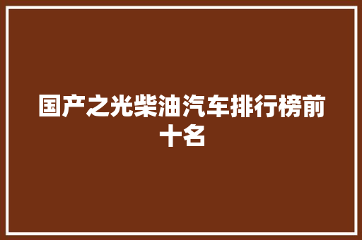 国产之光柴油汽车排行榜前十名