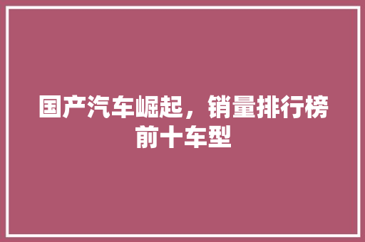 国产汽车崛起，销量排行榜前十车型