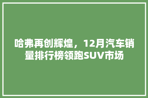 哈弗再创辉煌，12月汽车销量排行榜领跑SUV市场