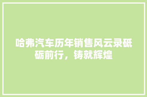 哈弗汽车历年销售风云录砥砺前行，铸就辉煌