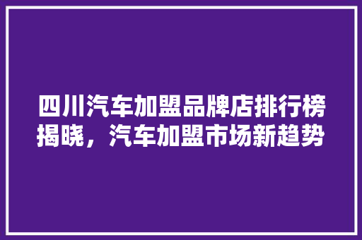 四川汽车加盟品牌店排行榜揭晓，汽车加盟市场新趋势