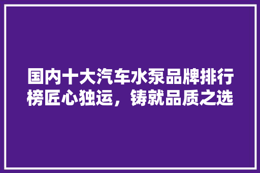 国内十大汽车水泵品牌排行榜匠心独运，铸就品质之选