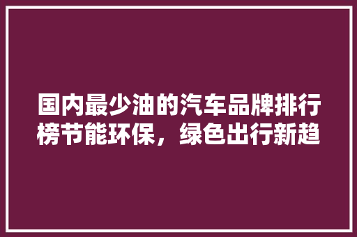 国内最少油的汽车品牌排行榜节能环保，绿色出行新趋势