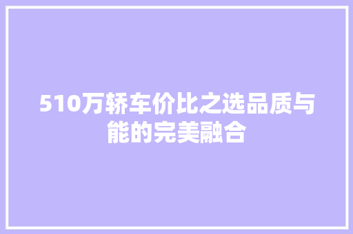 510万轿车价比之选品质与能的完美融合