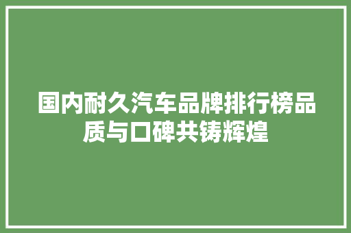 国内耐久汽车品牌排行榜品质与口碑共铸辉煌
