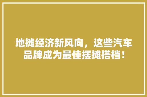 地摊经济新风向，这些汽车品牌成为最佳摆摊搭档！