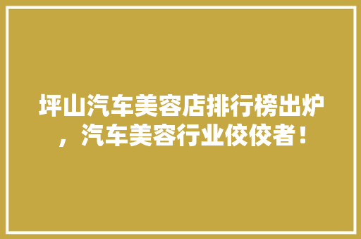 坪山汽车美容店排行榜出炉，汽车美容行业佼佼者！