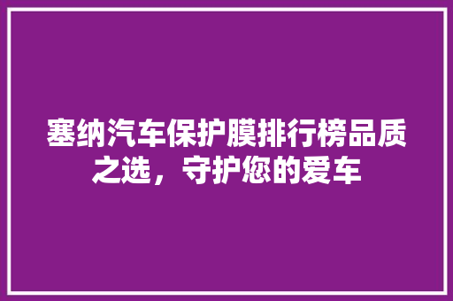 塞纳汽车保护膜排行榜品质之选，守护您的爱车