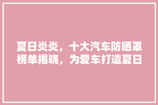 夏日炎炎，十大汽车防晒罩榜单揭晓，为爱车打造夏日清凉守护！