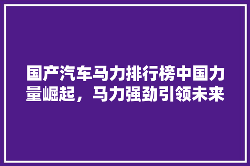 国产汽车马力排行榜中国力量崛起，马力强劲引领未来