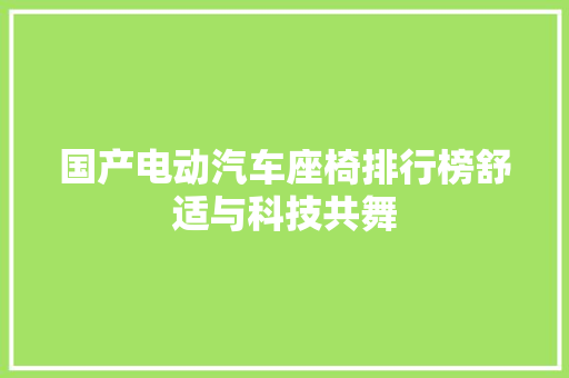 国产电动汽车座椅排行榜舒适与科技共舞