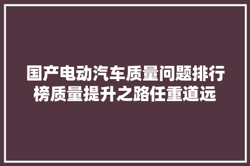 国产电动汽车质量问题排行榜质量提升之路任重道远