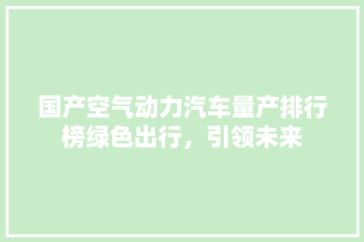 国产空气动力汽车量产排行榜绿色出行，引领未来