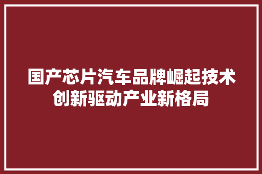 国产芯片汽车品牌崛起技术创新驱动产业新格局