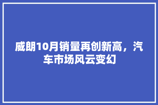 威朗10月销量再创新高，汽车市场风云变幻