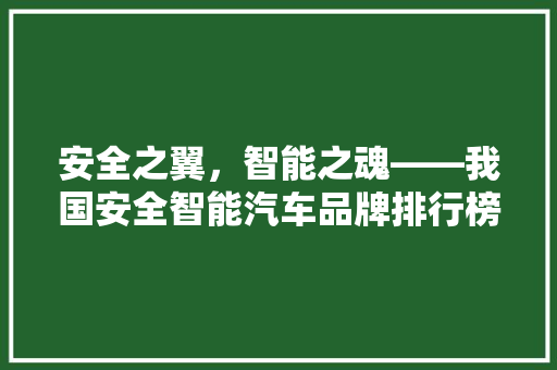 安全之翼，智能之魂——我国安全智能汽车品牌排行榜