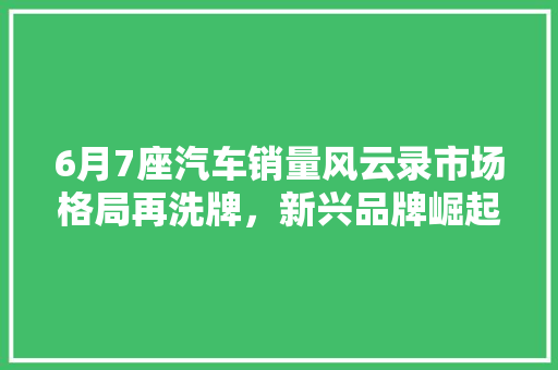 6月7座汽车销量风云录市场格局再洗牌，新兴品牌崛起