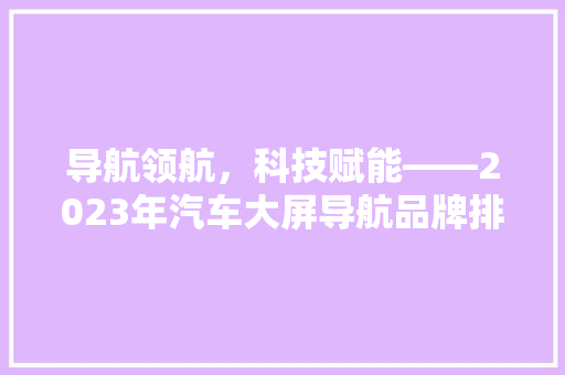 导航领航，科技赋能——2023年汽车大屏导航品牌排行榜前十