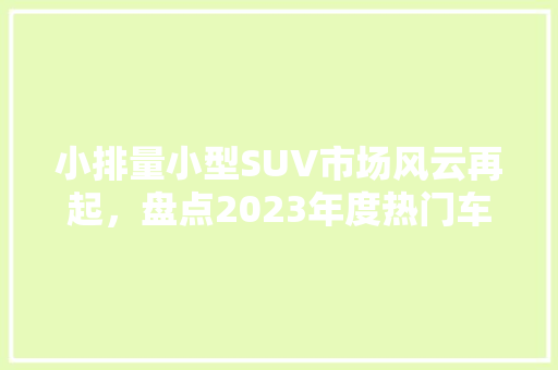 小排量小型SUV市场风云再起，盘点2023年度热门车型