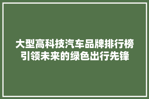 大型高科技汽车品牌排行榜引领未来的绿色出行先锋