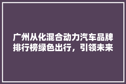 广州从化混合动力汽车品牌排行榜绿色出行，引领未来