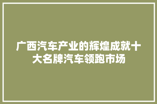 广西汽车产业的辉煌成就十大名牌汽车领跑市场