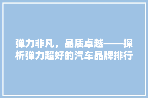 弹力非凡，品质卓越——探析弹力超好的汽车品牌排行榜