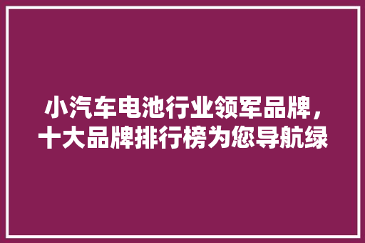 小汽车电池行业领军品牌，十大品牌排行榜为您导航绿色出行