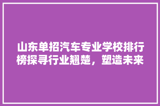 山东单招汽车专业学校排行榜探寻行业翘楚，塑造未来汽修英才