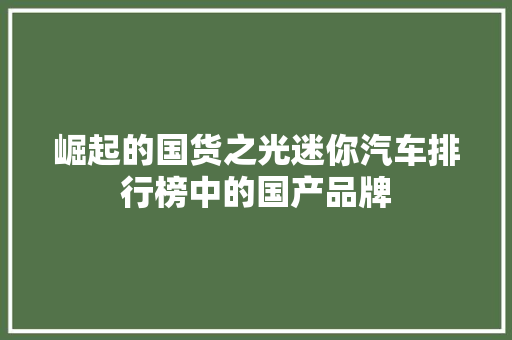 崛起的国货之光迷你汽车排行榜中的国产品牌