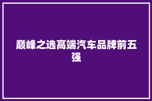 巅峰之选高端汽车品牌前五强