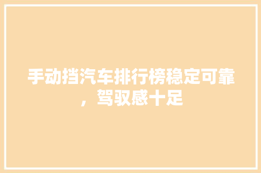 手动挡汽车排行榜稳定可靠，驾驭感十足