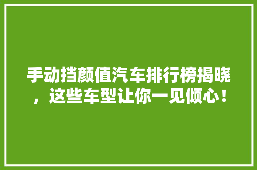 手动挡颜值汽车排行榜揭晓，这些车型让你一见倾心！