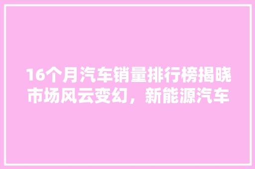 16个月汽车销量排行榜揭晓市场风云变幻，新能源汽车崛起