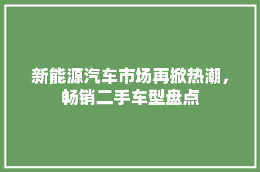 新能源汽车市场再掀热潮，畅销二手车型盘点