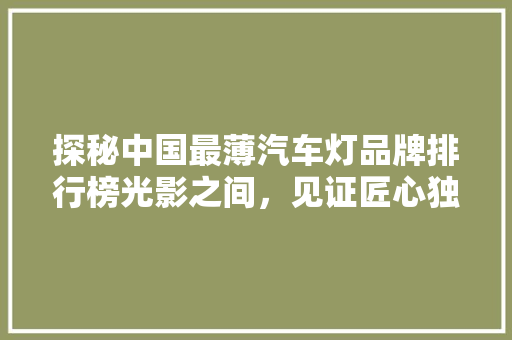 探秘中国最薄汽车灯品牌排行榜光影之间，见证匠心独运
