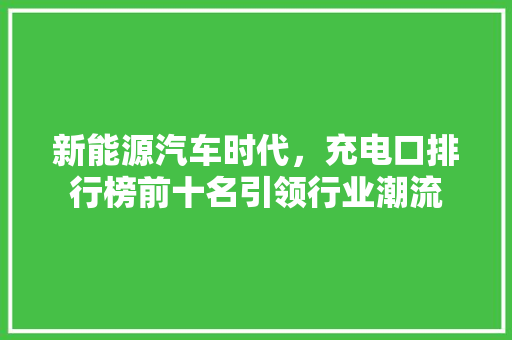 新能源汽车时代，充电口排行榜前十名引领行业潮流