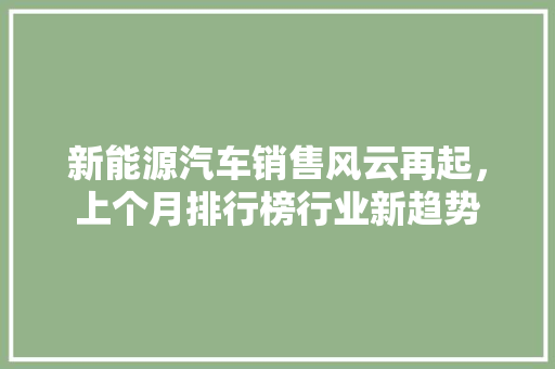 新能源汽车销售风云再起，上个月排行榜行业新趋势