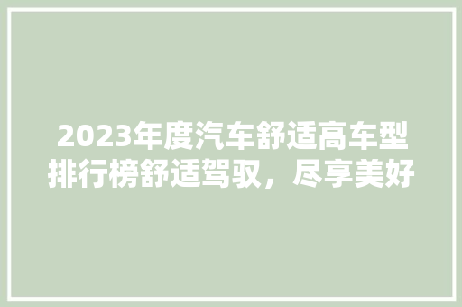 2023年度汽车舒适高车型排行榜舒适驾驭，尽享美好出行