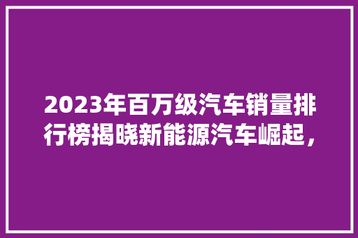 2023年百万级汽车销量排行榜揭晓新能源汽车崛起，传统车企转型正当时