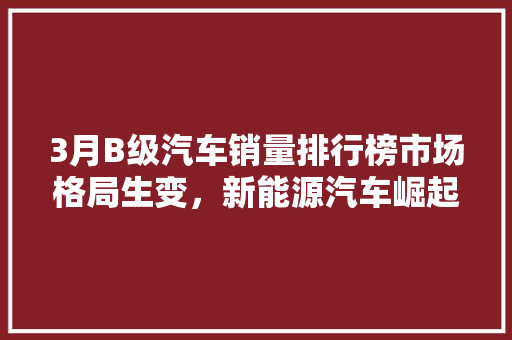 3月B级汽车销量排行榜市场格局生变，新能源汽车崛起