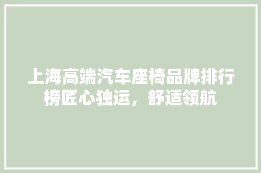 上海高端汽车座椅品牌排行榜匠心独运，舒适领航