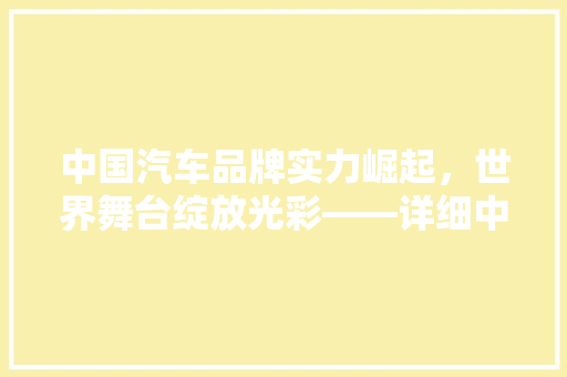 中国汽车品牌实力崛起，世界舞台绽放光彩——详细中国汽车品牌全球排名