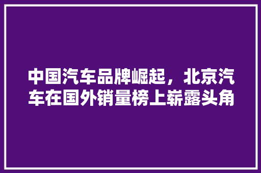 中国汽车品牌崛起，北京汽车在国外销量榜上崭露头角